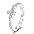 Curved Moissanite Band Ring in White Gold-Plated S925 Sterling Silver white background product image