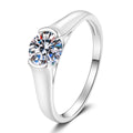 Round Moissanite Solitaire Ring in White Gold-Plated S925 Sterling Silver white background product image