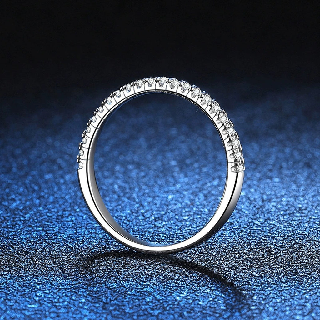 Slim Moissanite Eternity Band Ring in White Gold-Plated S925 Sterling Silver product detail view