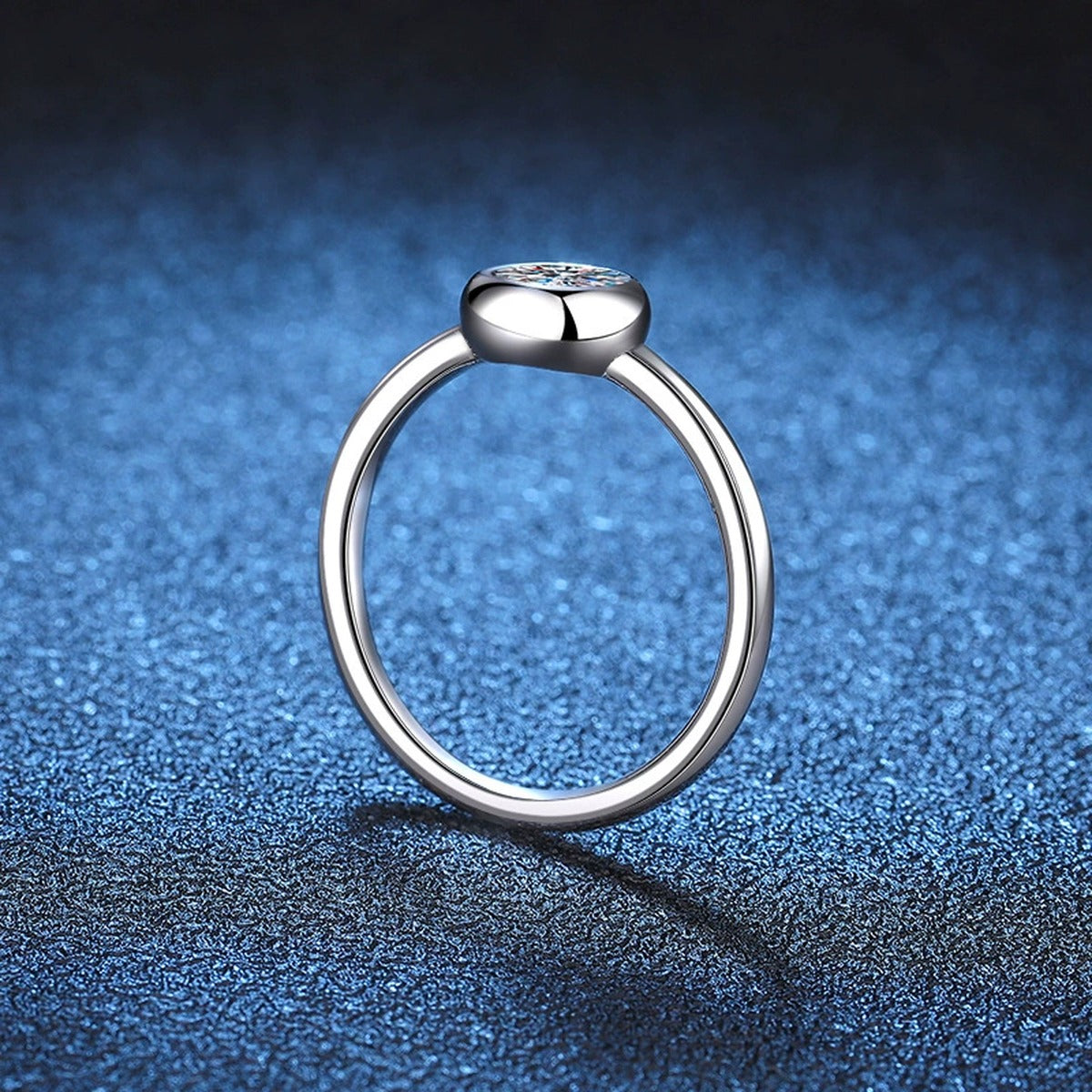 Bezel Set Moissanite Ring in White Gold-Plated S925 Sterling Silver product detail view