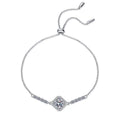 Cushion Moissanite Adjustable Chain Bracelet with CZ in White Gold-Plated S925 Sterling Silver white background product photo