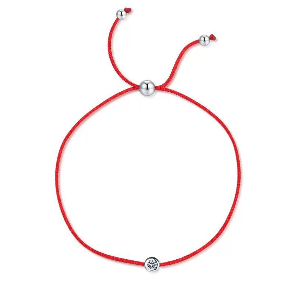 Red Cord Moissanite Adjustable Bracelet in Gold-Plated S925 Sterling Silver white background product photo