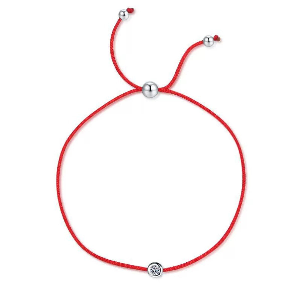 Red Cord Moissanite Adjustable Bracelet in Gold-Plated S925 Sterling Silver white background product photo