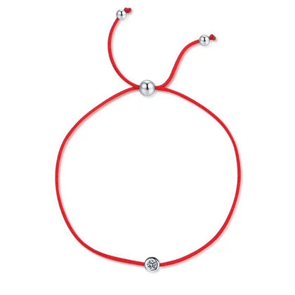 Red Cord Moissanite Adjustable Bracelet in Gold-Plated S925 Sterling Silver white background product photo
