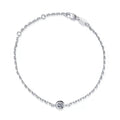 Beaded Moissanite Chain Bracelet in White Gold-Plated S925 Sterling Silver white background product photo