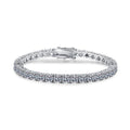 Moissanite Tennis Bracelet in White Gold-Plated S925 Sterling Silver white background product photo