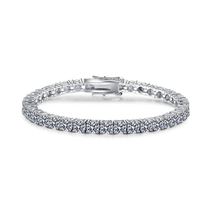 Moissanite Tennis Bracelet in White Gold-Plated S925 Sterling Silver white background product photo