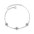 Round Moissanite Chain Bracelet with CZ in White Gold-Plated S925 Sterling Silver white background product photo