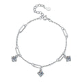 Multi-Charm Moissanite Chain Bracelet in White Gold-Plated S925 Sterling Silver white background product photo