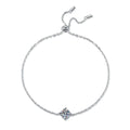 Round Moissanite Adjustable Chain Bracelet in White Gold-Plated S925 Sterling Silver white background product photo