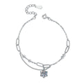 Drop Moissanite Chain Bracelet in White Gold-Plated S925 Sterling Silver white background product photo