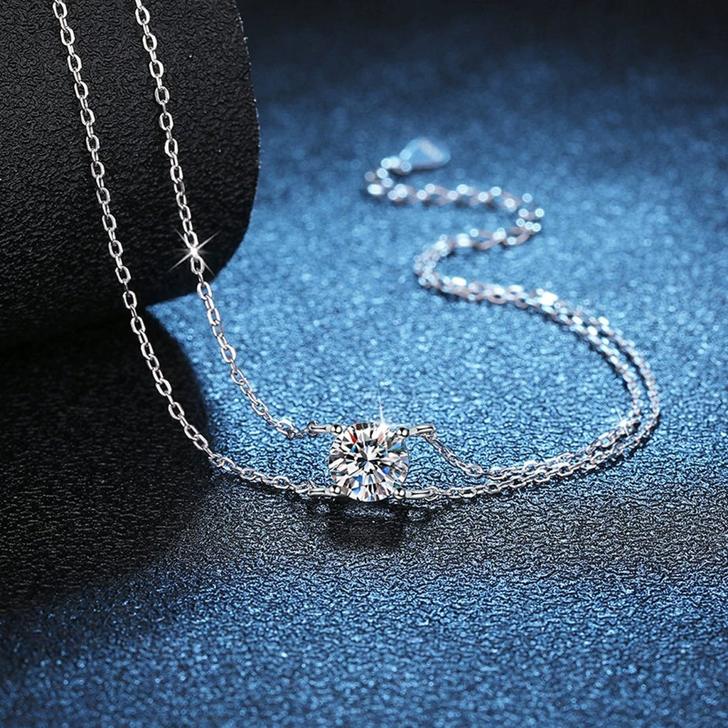 Kite Moissanite Chain Bracelet in White Gold-Plated S925 Sterling Silver blue display scene showing bracelet sparkle and chain detail