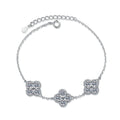 Three-Stone Cushion Moissanite Chain Bracelet in White Gold-Plated S925 Sterling Silver white background product photo