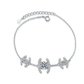 Butterfly Moissanite Chain Bracelet with CZ in White Gold-Plated S925 Sterling Silver white background product photo