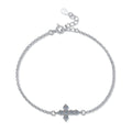 Cross Moissanite Chain Bracelet in White Gold-Plated S925 Sterling Silver white background product photo