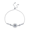 Starburst Moissanite Chain Bracelet with CZ in White Gold-Plated S925 Sterling Silver white background product photo