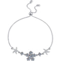 Floral Moissanite Adjustable Bracelet with CZ white background product photo showing bracelet silhouette and moissanite setting