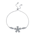 Snowflake Moissanite Chain Bracelet with CZ in White Gold-Plated S925 Sterling Silver white background product photo