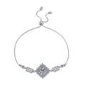 Bow Moissanite Chain Bracelet with CZ in White Gold-Plated S925 Sterling Silver white background product photo