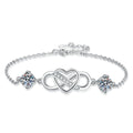 Infinity Heart Moissanite Chain Bracelet with CZ in White Gold-Plated S925 Sterling Silver white background product photo
