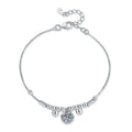Round Moissanite Charm Bracelet in White Gold-Plated S925 Sterling Silver white background product photo