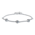 Bar Moissanite Chain Bracelet in White Gold-Plated S925 Sterling Silver white background product photo