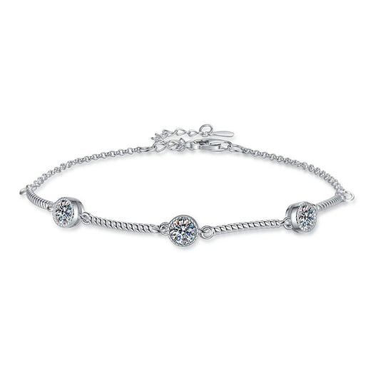 Bar Moissanite Chain Bracelet in White Gold-Plated S925 Sterling Silver