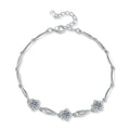 Round Moissanite Chain Bracelet with CZ in White Gold-Plated S925 Sterling Silver white background product photo