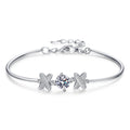 Star Moissanite Chain Bracelet with CZ in White Gold-Plated S925 Sterling Silver white background product photo