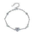 Hexagon Moissanite Chain Bracelet with CZ in White Gold-Plated S925 Sterling Silver white background product photo