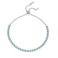 Aqua Moissanite Tennis Bracelet in White Gold-Plated S925 Sterling Silver white background product photo