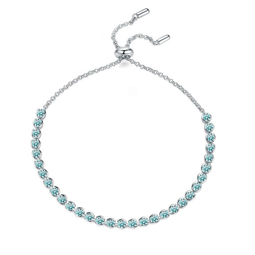 Aqua Moissanite Tennis Bracelet in White Gold-Plated S925 Sterling Silver