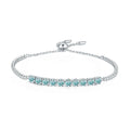 Aqua Moissanite Tennis Bracelet in White Gold-Plated S925 Sterling Silver white background product photo