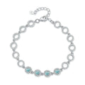 Aqua Moissanite Chain Bracelet with CZ in White Gold-Plated S925 Sterling Silver white background product photo