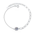 Round Moissanite Chain Bracelet in White Gold-Plated S925 Sterling Silver white background product photo