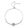 Round Moissanite Chain Bracelet with CZ in White Gold-Plated S925 Sterling Silver white background product photo