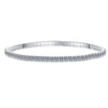 Moissanite Tennis Bangle Bracelet in White Gold-Plated S925 Sterling Silver white background product photo