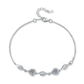 Graduated Moissanite Chain Bracelet with CZ in White Gold-Plated S925 Sterling Silver white background product photo