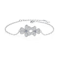 Cluster Moissanite Chain Bracelet in White Gold-Plated S925 Sterling Silver white background product photo