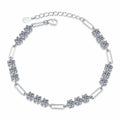 Cluster Moissanite Chain Bracelet in White Gold-Plated S925 Sterling Silver white background product photo