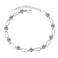 Three-Stone Moissanite Chain Bracelet in White Gold-Plated S925 Sterling Silver white background product photo
