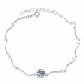 Round Moissanite Chain Bracelet in White Gold-Plated S925 Sterling Silver white background product photo