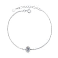 Round Moissanite Chain Bracelet with CZ in White Gold-Plated S925 Sterling Silver white background product photo