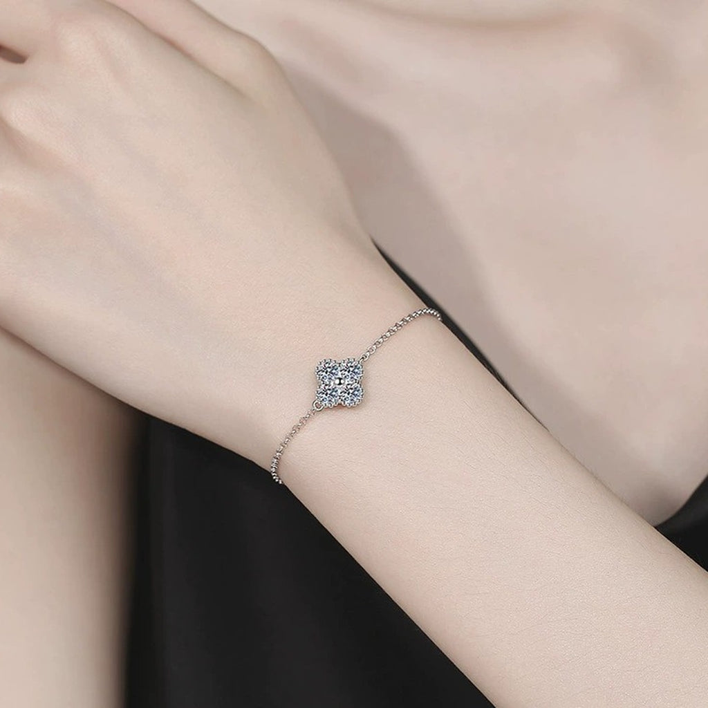 Two-Tone Moissanite Chain Bracelet worn on wrist model view showing bracelet scale and fit