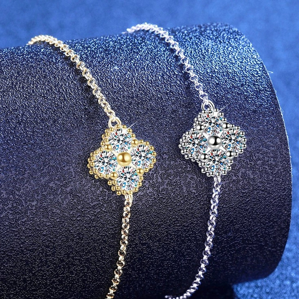 Two-Tone Moissanite Chain Bracelet close-up detail showing clasp, chain, and stone placement