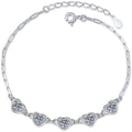 Heart Moissanite Station Bracelet white background product photo showing bracelet silhouette and moissanite setting