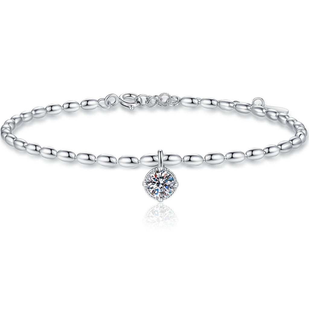 Pear Moissanite Chain Bracelet white background product photo showing bracelet silhouette and moissanite setting