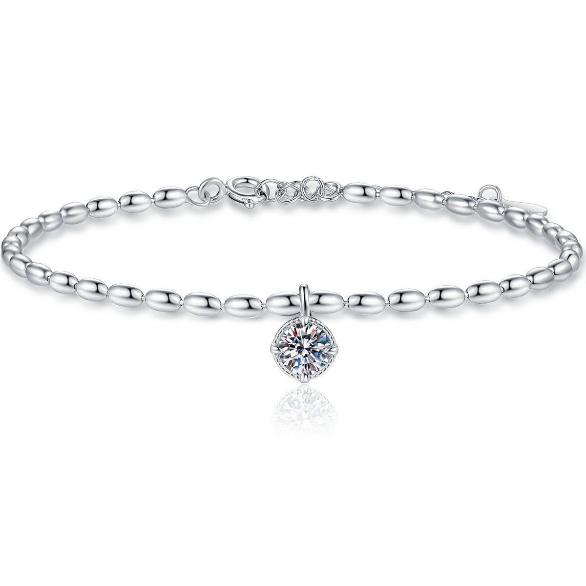 Pear Moissanite Chain Bracelet white background product photo showing bracelet silhouette and moissanite setting