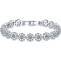 Round Moissanite Tennis Bracelet with CZ white background product photo showing bracelet silhouette and moissanite setting
