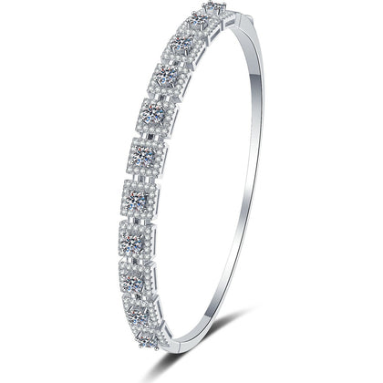Three-Row Moissanite Bangle Bracelet white background product photo showing bracelet silhouette and moissanite setting
